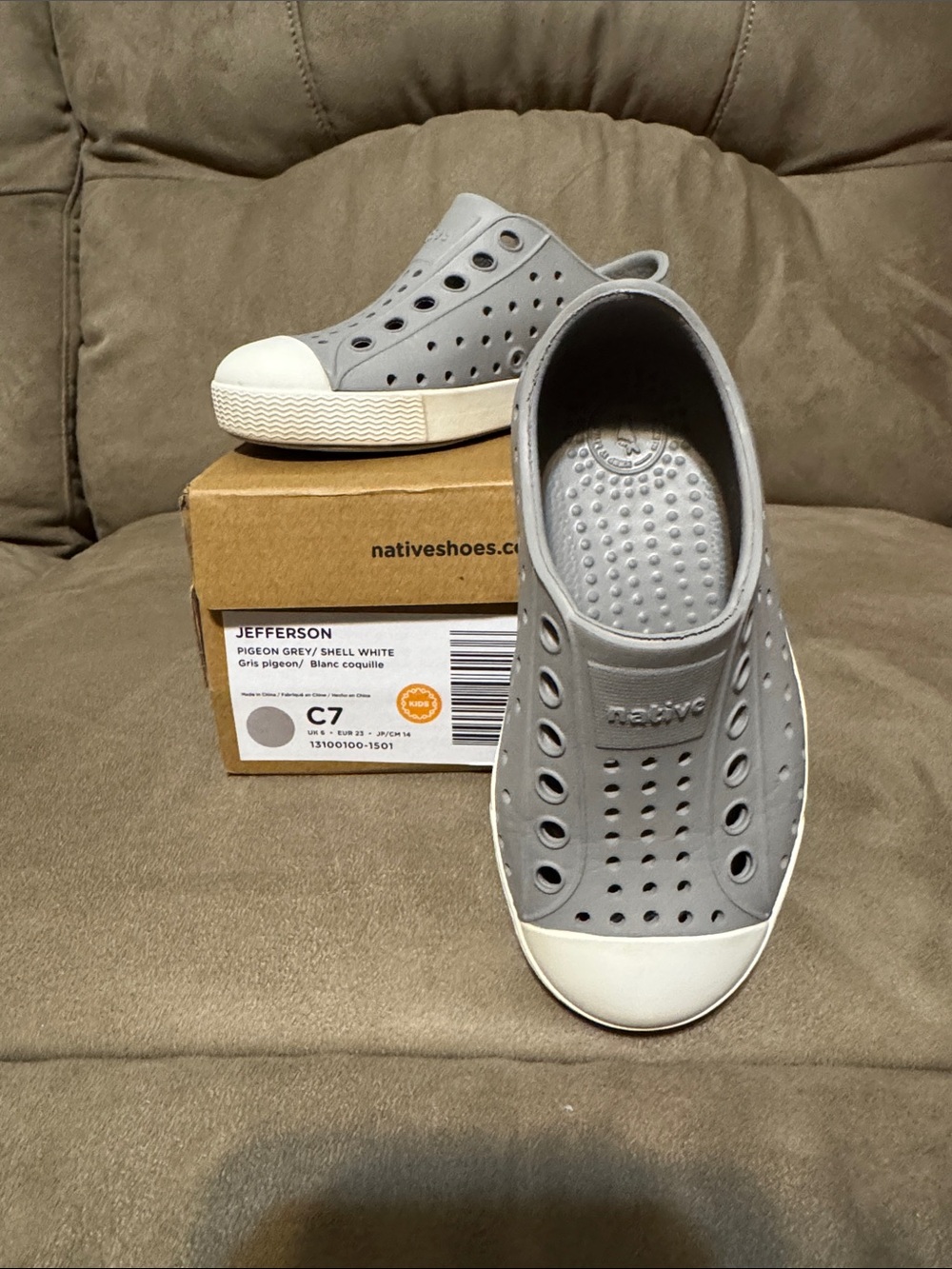 Native Jefferson Child - Toddler - Pigeon Grey and White - C7